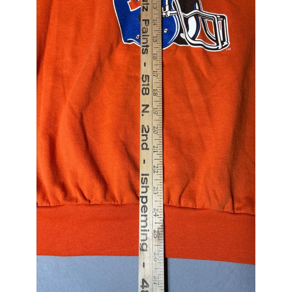 Vintage Denver Broncos Short Sleeve Sweatshirt Orange Retro NFL Helmet Logo M/L - Picture 4 of 5
